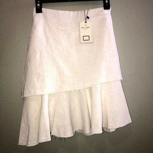 NWT Mo:Vint Linen Blend Asymmetric Ruffle Skirt XS